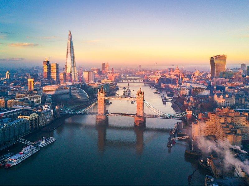 London Thames and skyline evening